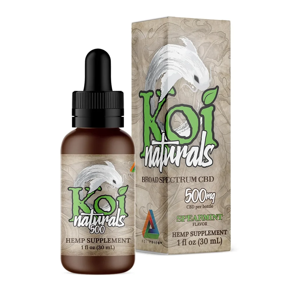 Koi CBD, CBD Oil Tincture, Broad Spectrum, Spearmint, 1fl oz, 500mg CBD