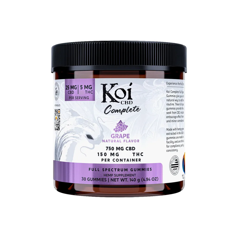 Koi CBD, Complete CBD Gummies, Grape, Full Spectrum, 30ct, 150mg THC + 750mg CBD