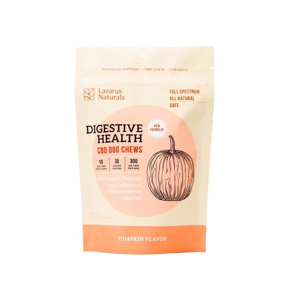 Lazarus Naturals, Digestive Health CBD Dog Chews, Full Spectrum, 30ct, 300mg CBD