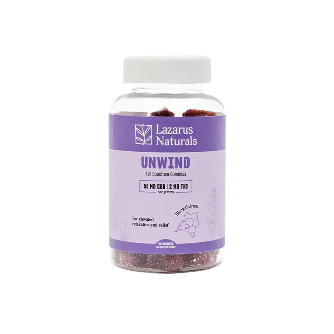 Lazarus Naturals, CBD + THC Gummies, Black Currant, Full Spectrum, 40ct, 80mg THC + 2000mg CBD