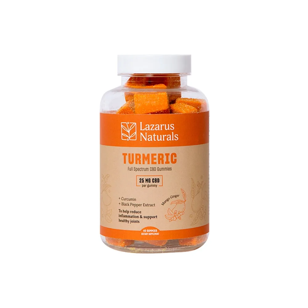 Lazarus Naturals, Turmeric CBD Gummies, Mango Ginger, Full Spectrum, 40ct, 1000mg CBD