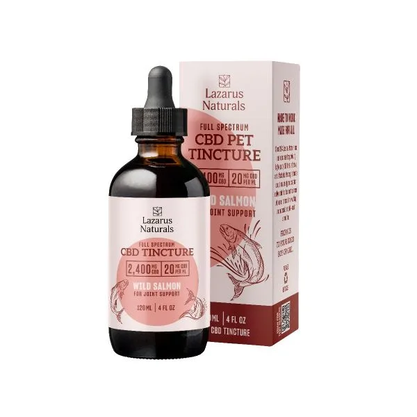 Lazarus Naturals, Wild Salmon Flavored Joint Support CBD Oil Tincture, Full Spectrum, 4fl oz, 2400mg CBD