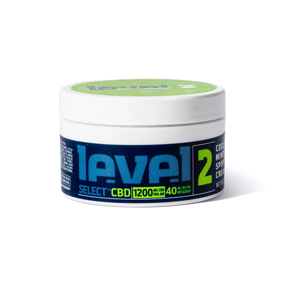 Level Select CBD, LVL 2 Sport CBD Cream, Cooling Mint, Broad Spectrum THC-Free, 3oz, 1200mg CBD
