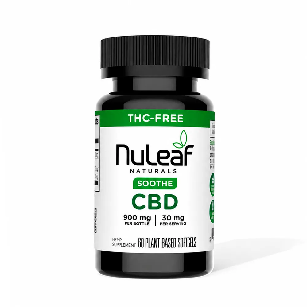 NuLeaf Naturals, CBD Softgels, Broad Spectrum THC-Free, 60ct, 900mg CBD