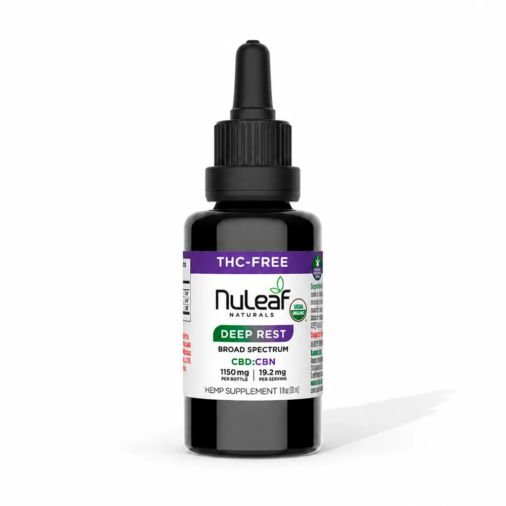 NuLeaf Naturals, Deep Rest CBD+CBN Oil, Broad Spectrum THC-Free, 1fl oz, 150mg CBN + 1000mg CBD