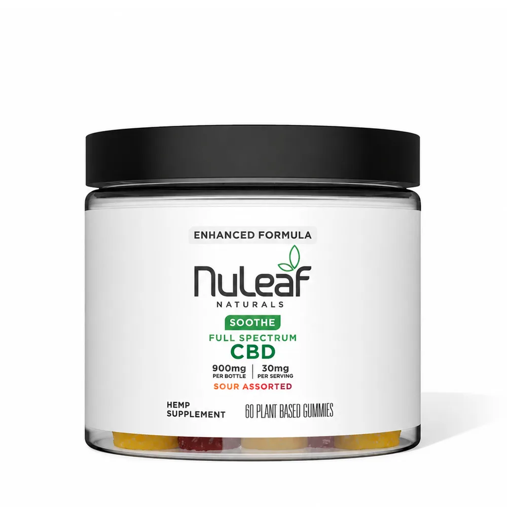 NuLeaf Naturals,  CBD Gummies, Sour Assorted, Full Spectrum, 60ct, 900mg CBD