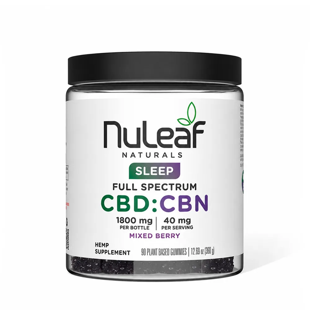 NuLeaf Naturals, CBD:CBN 3:1 Gummies, Mixed Berry, Full Spectrum, 90ct, 1350mg CBD + 450mg CBN