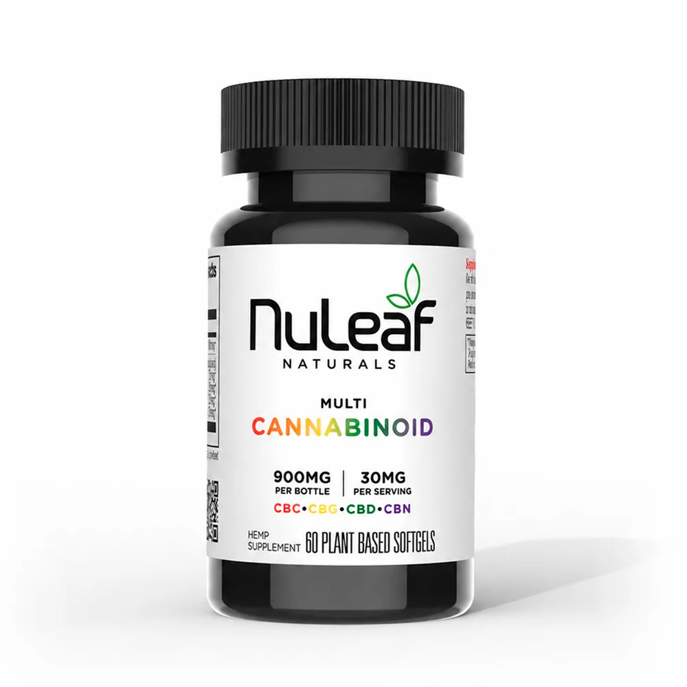 NuLeaf Naturals, Multicannabinoid Softgels CBD+CBC+CBG+CBN, Full Spectrum, 60ct, 900mg Multi