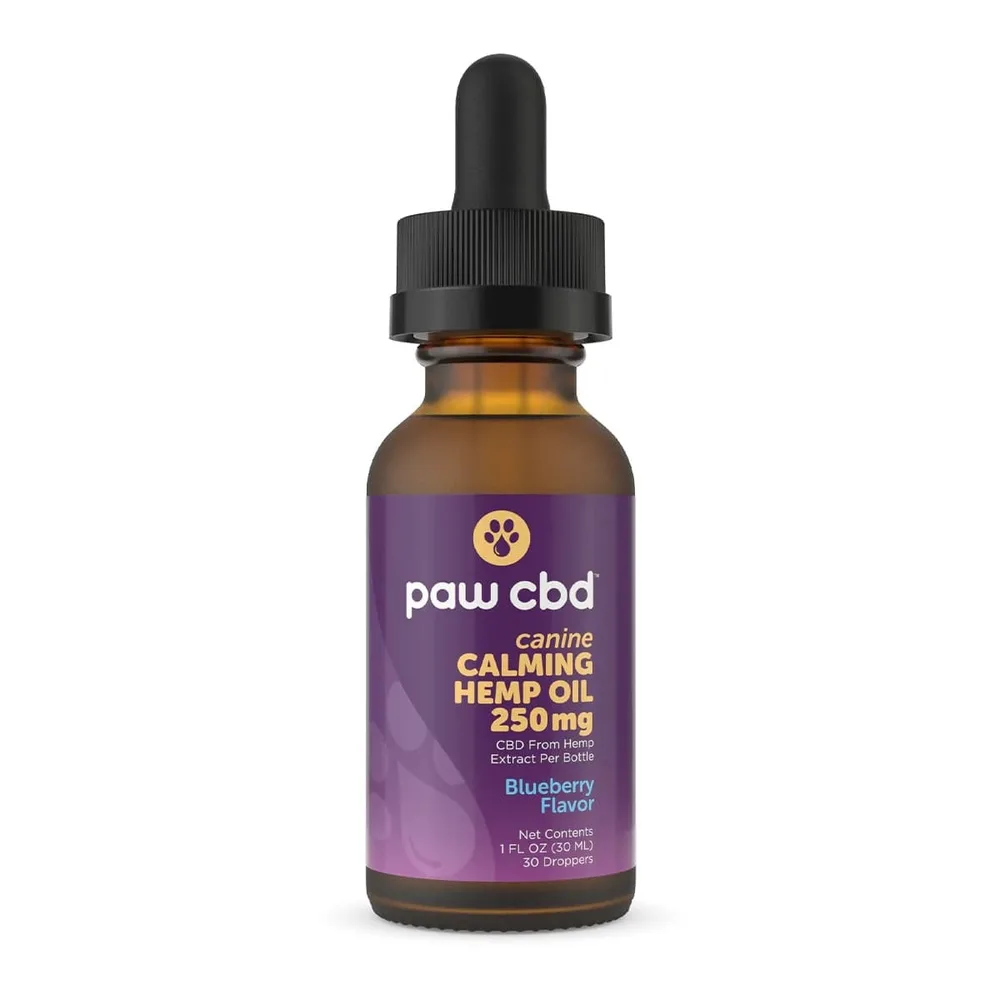 Paw CBD, Pet CBD Oil Calming Tincture for Dogs, Blueberry, Broad Spectrum THC-Free, 1fl oz, 250mg CBD