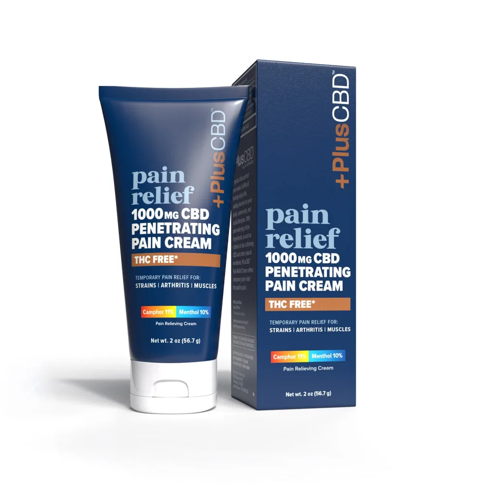 PlusCBD, CBD Pain Relief Penetrating Cream, Isolate THC-Free, 2oz, 1000mg CBD