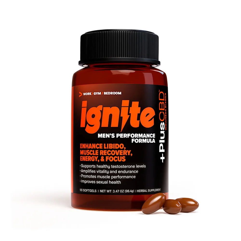 PlusCBD, Ignite Men's Performance CBD Softgels, Full Spectrum, 90ct, 1350mg CBD