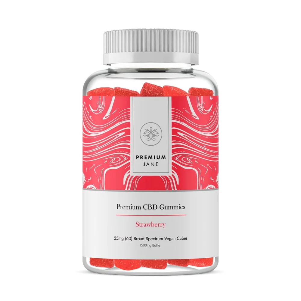 Premium Jane, CBD Gummies, Strawberry, Broad Spectrum THC-Free, 60ct, 1500mg CBD