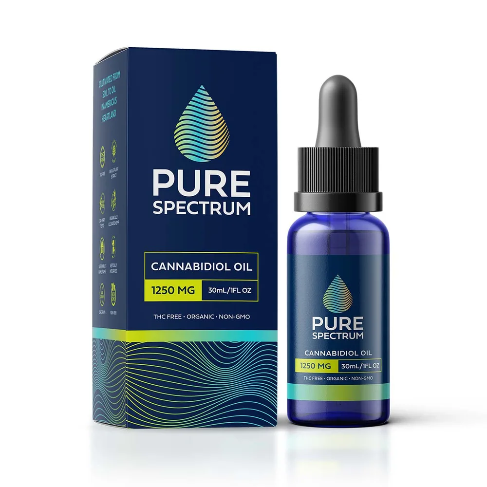Pure Spectrum, Cannabidiol Oil, Natural Flavor, Broad Spectrum THC-Free, 1fl oz, 1250mg CBD