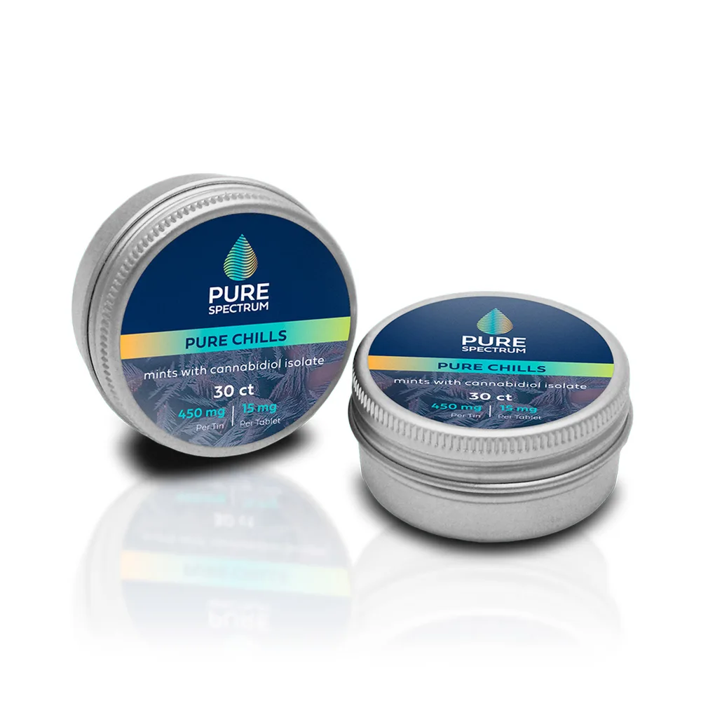 Pure Spectrum, Pure Chill CBD Mints, Isolate THC-Free, 30ct, 450mg CBD