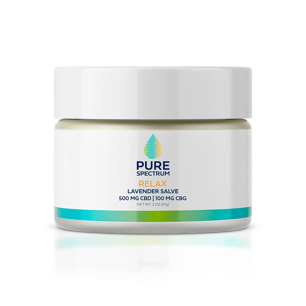 Pure Spectrum, Relax CBD Salve, Broad Spectrum THC-Free, 2oz, 100mg CBG + 500mg CBD