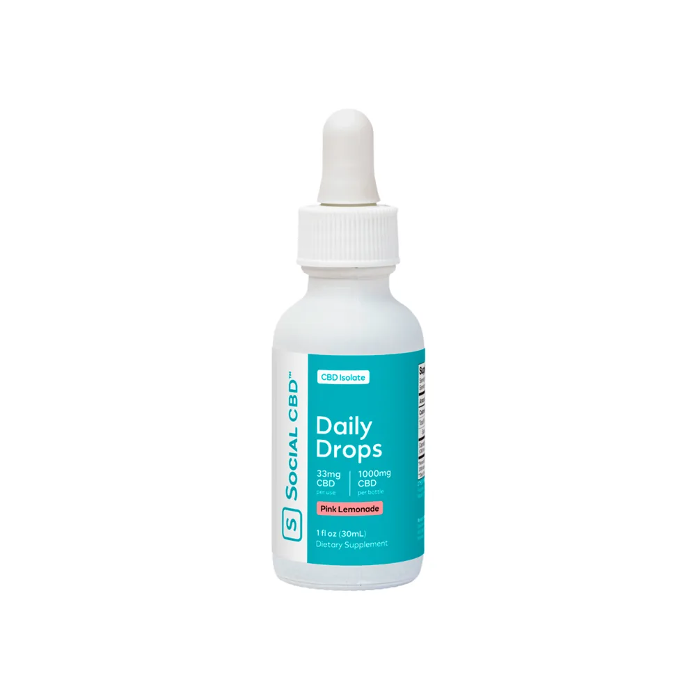 Social CBD, Daily CBD Oil Drops, Pink Lemonade, Isolate THC-Free, 1fl oz, 1000mg CBD