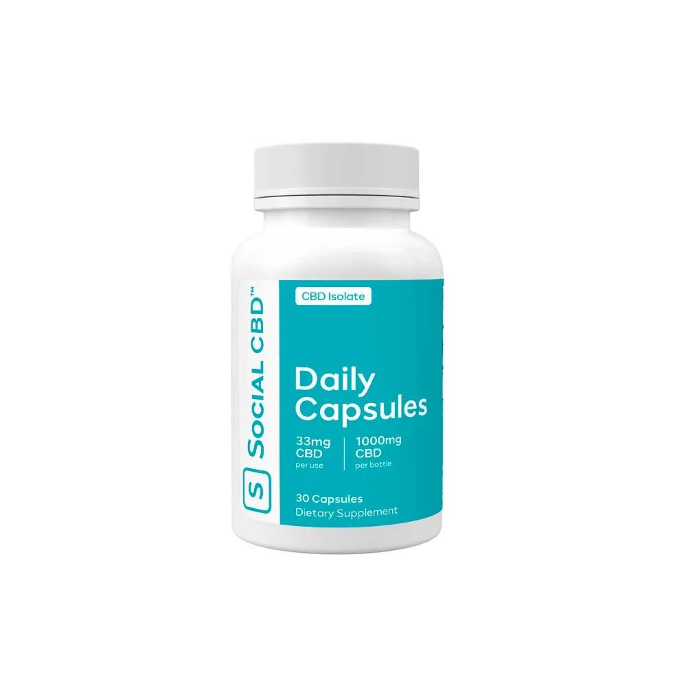 Social CBD, Daily CBD Gel Capsules, Isolate THC-Free, 30ct, 1000mg CBD