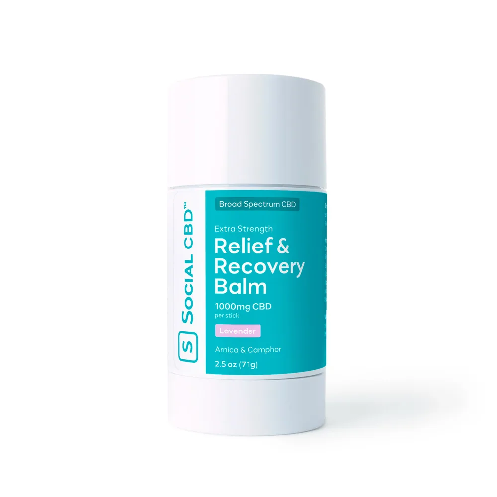 Social CBD, Extra Strength Relief & Recovery CBD Balm Stick, Lavender, Broad Spectrum THC-Free, 2.5oz, 1000mg CBD