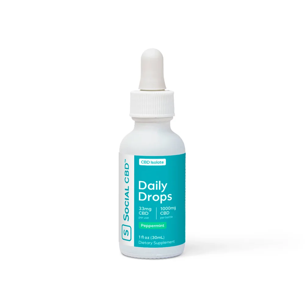 Social CBD, Daily CBD Oil Drops, Peppermint, Isolate THC-Free, 1fl oz, 1000mg CBD