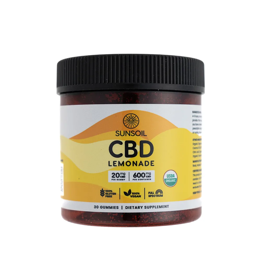 Sunsoil, CBD Gummies, Lemonade, Full Spectrum, 30ct, 600mg CBD