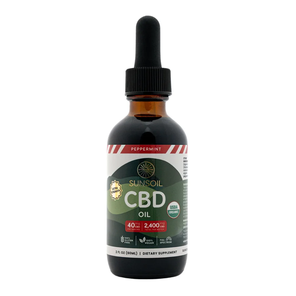 Sunsoil, Extra Strength CBD Oil, Peppermint, Full Spectrum, 2fl oz, 2400mg CBD
