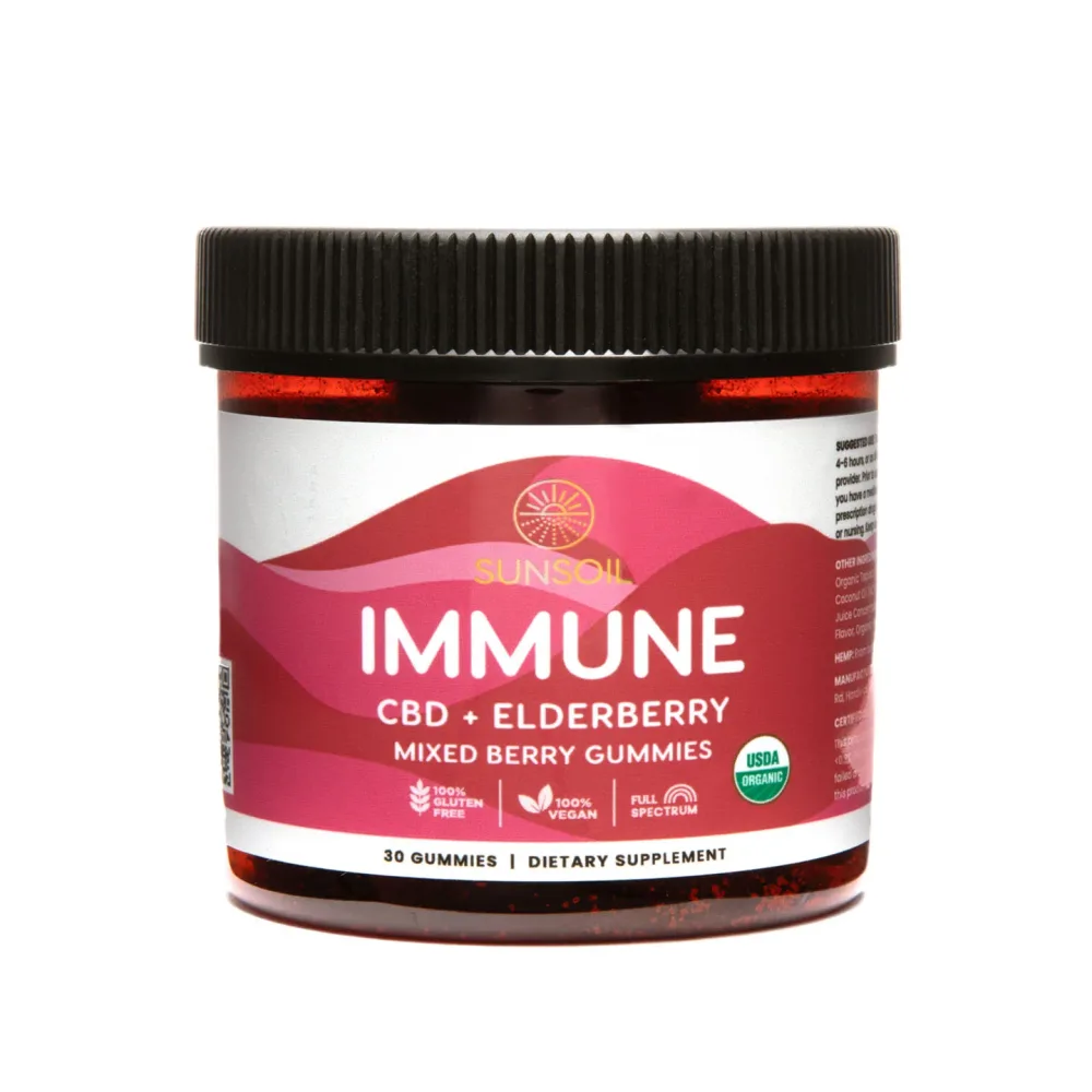 Sunsoil, Immune CBD Gummies, Mixed Berry, Full Spectrum, 30ct, 300mg CBD