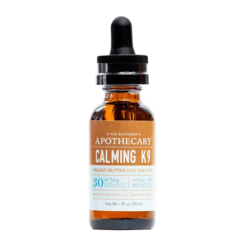 The Brothers Apothecary, Calming K9 CBD Oil for Dogs, Peanut Butter, Full Spectrum, 1fl oz, 500mg CBD