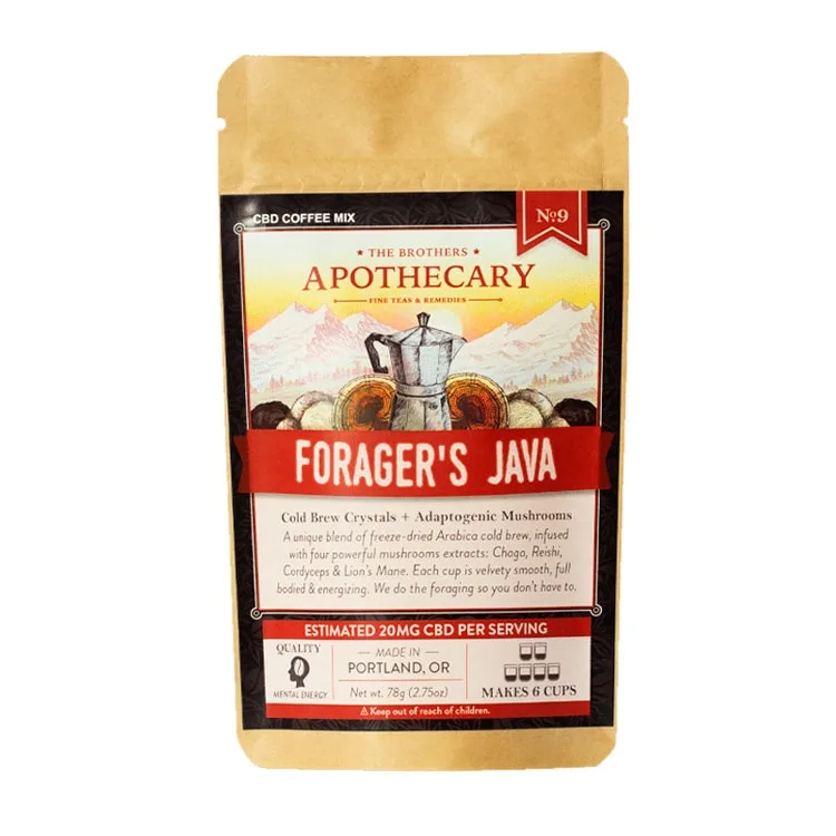 The Brothers Apothecary, Forager’s Java CBD & Mushroom Instant Coffee, Full Spectrum, 2.75oz, 120mg CBD