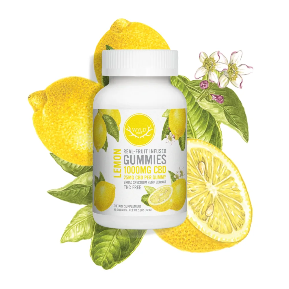 Wyld CBD, Lemon Gummies, Broad Spectrum THC-Free, 40ct, 1000mg CBD